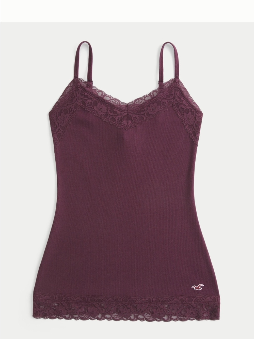 Hollister Burgundy Lace-Trim Cami Tank - Picture 1 of 1